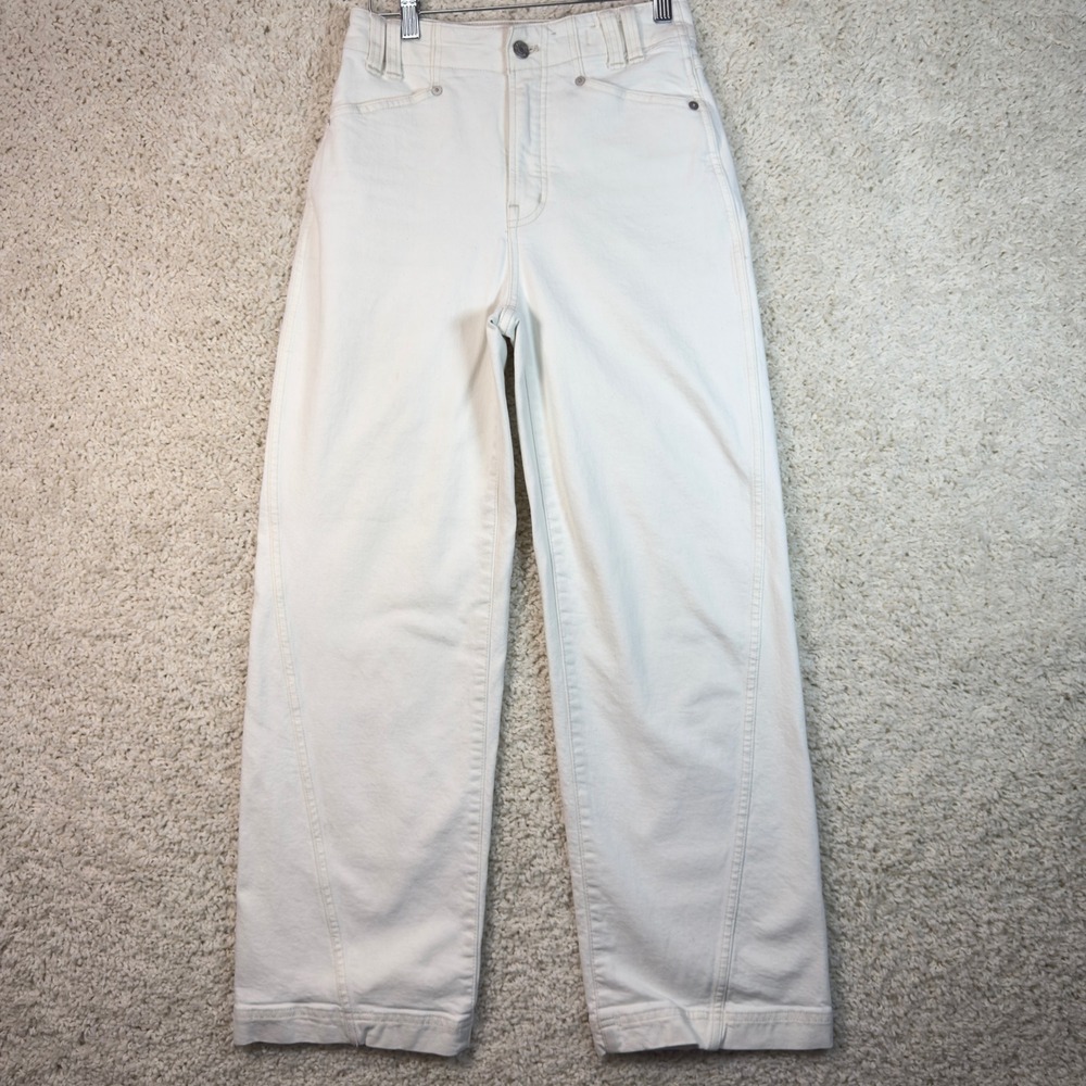 Madewell Perfect Vintage Wide Leg Jeans Womens 25 White High Rise Snap Hem